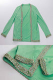 60s Huge Bell Bottom Pants and Matching Top Seafoam Green with Sequins Size Large 