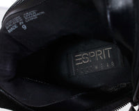 90s Esprit Black Leather Block Heel Ankle Boots Women's Size 9