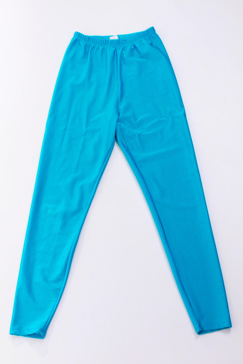 80s Shiny SPANDEX High Waist Leggings by the Body Co Bright Turquoise Blue  Women's Size Medium - Large - XL - 24-34