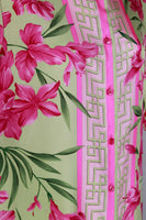 Vtg SILK Oscar de la Renta Pink Green Floral Blouse Women&#39;s Size Medium - Large - 40&quot; bust - 38&quot; waist
