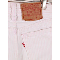 Vintage Levis 501 Pastel Pink Pinstripe White High Waist Jeans tagged size 9 / 26" waist / 30" inseam