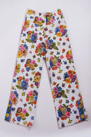 Vintage 1960s 70s SAKS FIFTH AVENUE 2pc Pantsuit Set Groovy Hostess Neon Floral Print Women's Size Small - 25" pants waist / 40" top bust