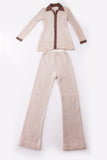 Vintage Angora Lambswool Pantsuit by Jonathan Logan Beige Brown 2pc Set Women's Size Small-Medium / 32-37" top bust / 22-30" pants waist