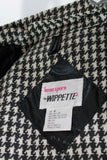 80's Wippette Black Vinyl Houndstooth Flannel Lined Raincoat Unisex Size Large XL 53" Bust