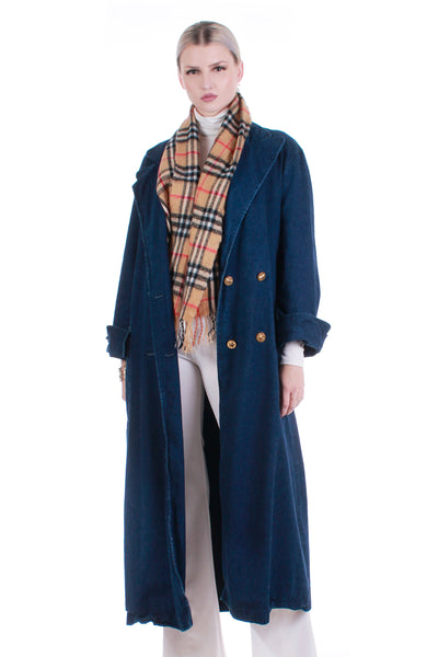 80s Oversized Jeanne San Francisco Long Denim Coat Women's Size XL+ / 46" bust / 43" waist / 46" hips / 48" long