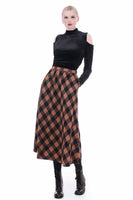 70s Vintage Pendleton Checkered Plaid Wool High Waist A-Line Skirt Made in the USA
