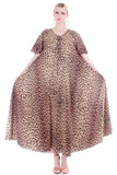 80s Vintage Granada Animal Print Caftan Wide Sweep Lounge Dress One Size Fits Most 49" bust