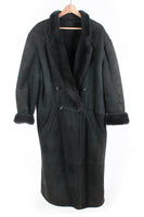 Vintage Sheepskin Shearling Remo Mercalli Bloomingdales Long Coat Dark Gray Black Made in Italy Size 38 / XL / XXL / 52" bust / 46" waist