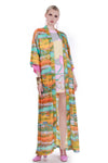 70s Vintage MONET Watercolor Wearable Art Slinky Print Duster Robe Kimono Jacket 