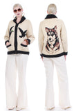 Vintage Husky Dog Cowichan Sweater Chunky Knit Wool Cardigan Womens Size Medium...40" bust...39" waist