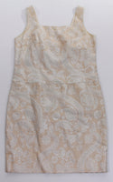 60s 2pc Gold Lurex Brocade ELOISE CURTIS for David Styne Paisley Floral Jacket Dress Suit USA Women's Size Medium...35-36" bust...34" waist