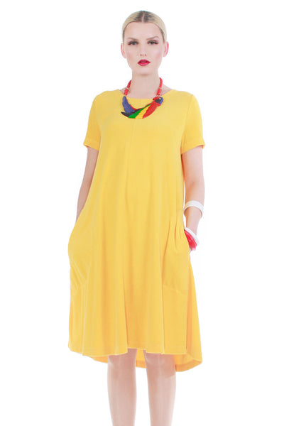 80s Nordstrom Terry Cloth A Line Midi Dress Yellow Size L 41" bust