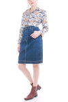 70s Denim High Waist Pencil Skirt