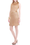 Vintage Gold Knit Logo Print Dress Made in France