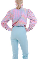 90s Pastel Blue Suede High Waist Stretch Pants