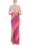 Vtg Ombre Sunset Semi Sheer Maxi Slip Dress Made in the USA