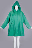80s Iridescent Swing Jacket Green Blue Hooded Raincoat Jones New York Made in the USA Womens Size XL - 50" bust - 52" waist - free hips
