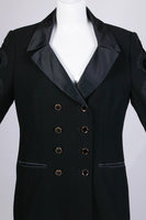 80s ESCADA Black Wool Double Breasted Jacket with Embroidered Sleeves Made in Germany Women's Size Medium - 36" bust - 43" waist