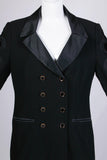 80s ESCADA Black Wool Double Breasted Jacket with Embroidered Sleeves Made in Germany Women's Size Medium - 36" bust - 43" waist