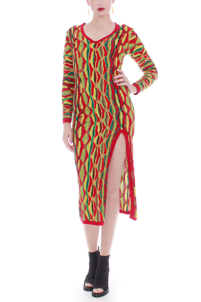 Vintage Coogi Australia Colorful Textured Sweater Dress