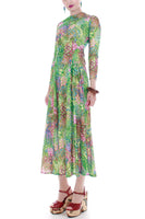 70s Vintage Stained Glass Stretchy Jersey Maxi Dress