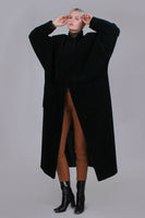 80s Oversized Batwing Black Wool Maxi Coat Vintage Women's Size Large - XL - 56" bust - 54" waist - 54" hips