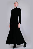 90s Vintage Slinky Black DOUBLE D Ranch Long Sleeve Mockneck Wide Sweep Maxi Dress Women's Size Medium / Large / 38-48" bust / 28-34"waist