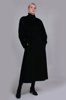 80s Heavy Oversized Long Black Wool Winter Coat Made in the USA Women's Size Large - XL - 44" Bust - 42" waist - 42" hips