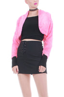 Vintage Pink Faux Fur Cropped Bolero Jacket