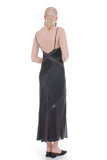 Vintage Liquid Silk Satin Velvet and Chiffon Black Slip Dress