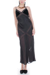 Vintage Liquid Silk Satin Velvet and Chiffon Black Slip Dress