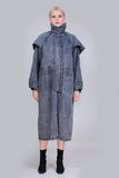 Vintage Gray Denim AUSTRALIAN Cape Coat Duster Trench Riding Jacket Heavyweight Perfectly Distressed Size Large - XL - 47" bust - 46"waist