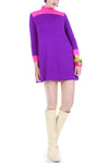 60s Mod Neon Pink and Purple Knit Mini Dress