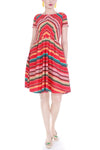 50s Vintage Rainbow Serape Chevron Woven Dress