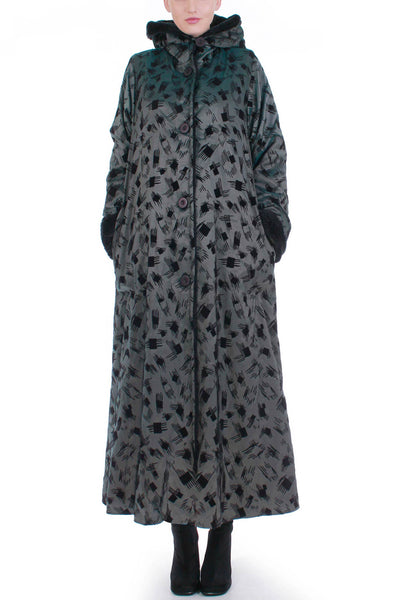 NWT Vintage Maralyce Ferree Iridescent Insulated Fleece Lined Maxi Coat Women's Size Large