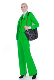 70s Vintage 3pc Lime Green Knit Pantsuit Women's Size Medium
