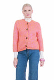 50s Loop Knit Pink Orange Cardigan Sweater Women's Size Small