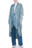 80s Acid Wash Denim Duster Jacket Distressed Jeans One Size Fits All