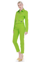 Perfect Vintage Versace Jeans Couture Lime Green Jacket Pants 2pc Set Made in Italy Size S