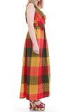 70's Woven Plaid Maxi Dress Women's Size Large