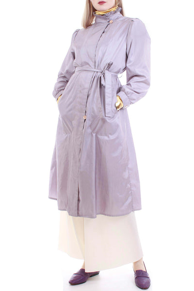 Vintage Lavender Lightweight Nylon Belted Raincoat Women's Size Medium