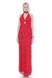 vintage red sequin maxi dress prom party