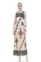 1970s vintage Alfred Shaheen Southwest Native American-inspired printed maxi dress 