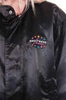 Satin Bomber Jacket XL Hollywood Souvenir Jacket Shiny Embroidered Jacket Novelty Oversized 90s Hip Hop Clothing Vtg Unisex Size XL 56" Bust