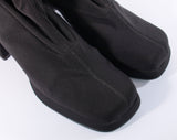 90s Black Neoprene Stretch Knee High Chunky Platform High Heel Boots Mismatch Size Left size 7 Right size 7.5-8