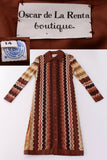 70s Oscar de la Renta Boutique Zig Zag Knit Long Sleeve Dress