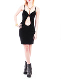 Cut Out Dress XS Black Velvet Dress Push Up Bustier Bodycon Mini Dress 90s Sexy Goth Club Vintage Clothing Women&#39;s Size XS / S 26-30&quot; Waist