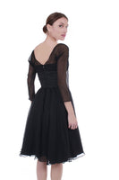 1950's Vintage Nathan Strong Dress Black Chiffon Fit and Flare Women's Size XS 