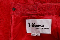80s Red Leather High Waist Pencil Skirt by WILSONS Women&#39;s Size Small - 27&quot; waist - 35&quot; hips