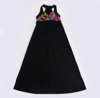 60s Vintage Neon Floral Bustier Halter Maxi Dress Women's Size Medium